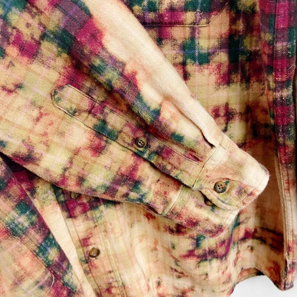 Vintage Flannel Custom Bleached Reverse Tie Dye - image 5